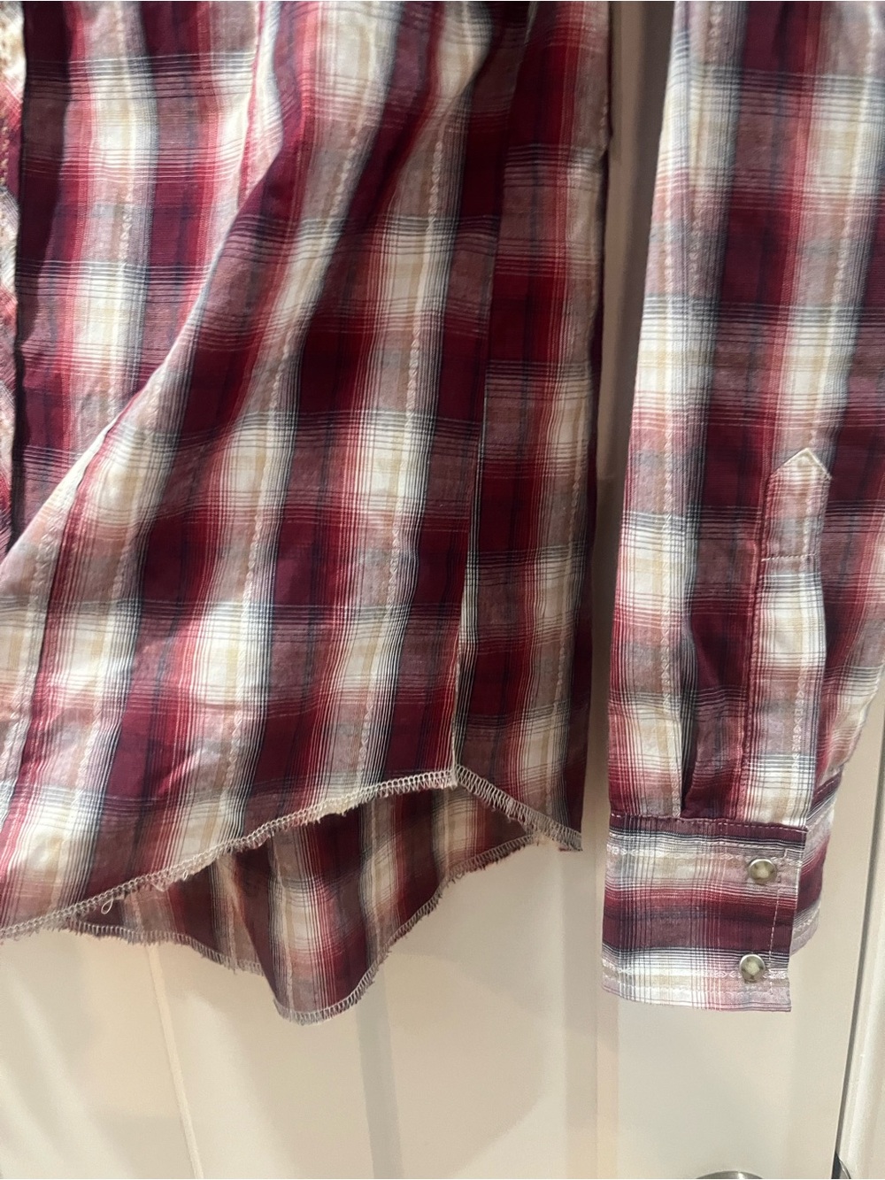 Vintage Western Plaid Wrangler Medium Pearl Snap Button Down Festival Concert - Picture 4 of 13